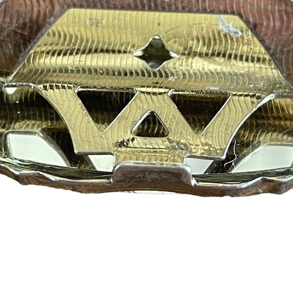 Vintage Victorian Porcelain Lipstick Holder Mirror Gold-Tone Metal - Picture 5 of 7